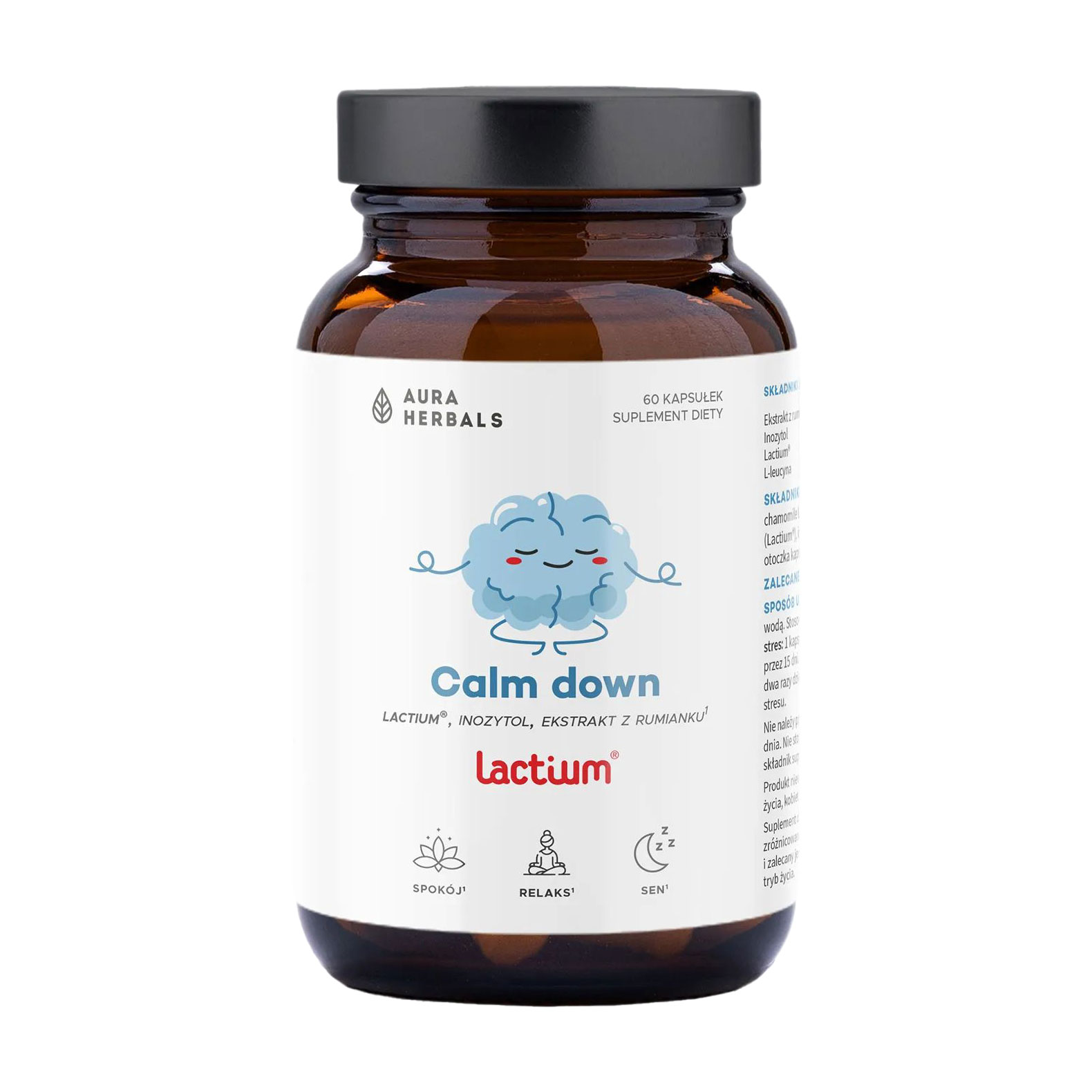 Комплекс від стресу Aura Herbals Calm Down Lactium, 60 капсул